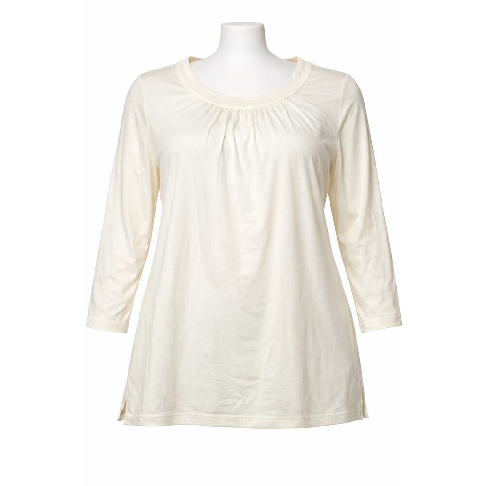Denim‎ and Co Essentials So Soft Jersey Ruched Top Cream [1X]